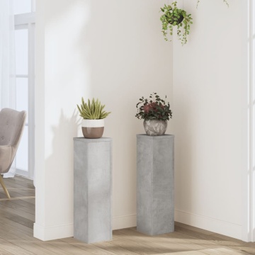 Suport de plante, 2 buc., gri beton, 17x17x60 cm lemn prelucrat - Img 1