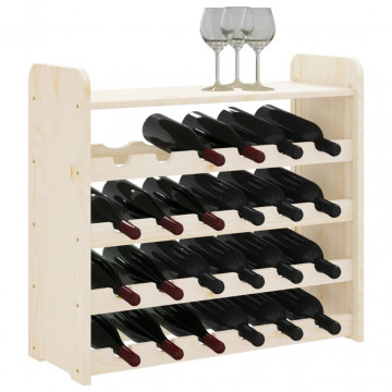 Suport de vinuri cu raft superior, 67,5x25x60cm, lemn masiv pin - Img 4