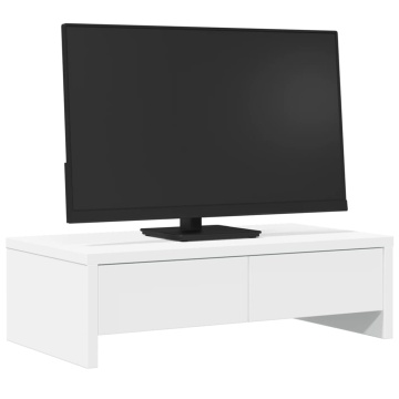Suport monitor cu sertare, alb, 50x27x15 cm, lemn prelucrat - Img 3