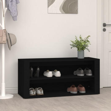 Suport pantofi, negru, 100x35x45 cm, lemn prelucrat - Img 1