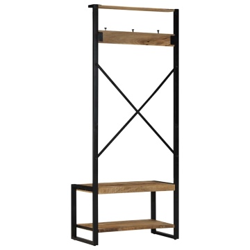 Suport pentru haine 80x40x190 cm lemn masiv de mango - Img 4