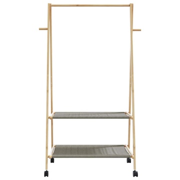 Suport pentru haine cu rafturi și roți 96x45,5x155,5 cm bambus - Img 4