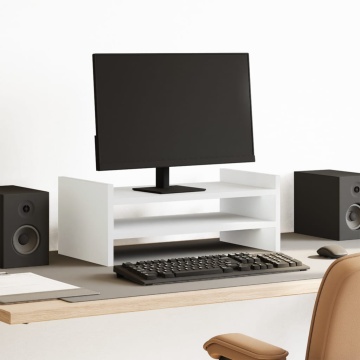 Suport pentru monitor, alb, 50x27x20 cm, lemn prelucrat - Img 1