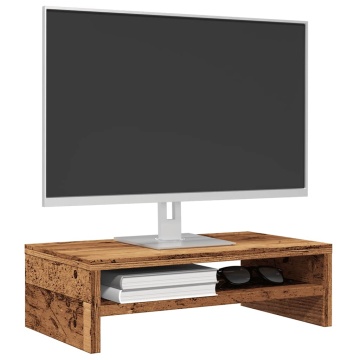 Suport pentru monitor Lemn vechi 42x24x13 cm Lemn prelucrat - Img 1