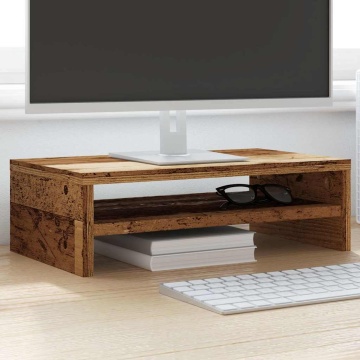 Suport pentru monitor Lemn vechi 42x24x13 cm Lemn prelucrat - Img 4