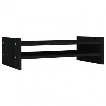 Suport pentru monitor, negru, 50x27x15 cm, lemn masiv de pin - Img 2