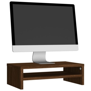 Suport pentru monitor stejar maro 42x24x13 cm lemn prelucrat - Img 3