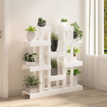 Suport pentru plante, alb, 104,5x25x109,5 cm, lemn masiv pin - Img 3