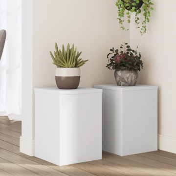 Suporturi de plante, 2 buc., alb, 25x25x35 cm, lemn prelucrat - Img 1