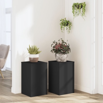 Suporturi de plante, 2 buc., negru, 30x30x50 cm, lemn prelucrat - Img 1