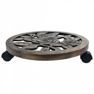 Suporturi de plante cu role, 6 buc., bronz, 38 cm, plastic - Img 2