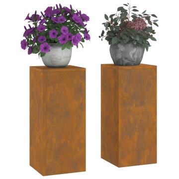 Suporturi de plante pentru exterior Pilar 2 buc 24x24x55 cm Oțel rezistent la intemperii - Img 3