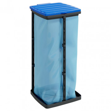 Suporturi saci de gunoi, 2 buc., negru și albastru, 60 L, PP - Img 3