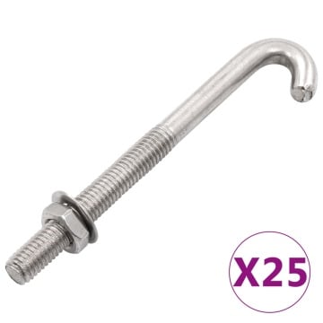 Șurub de fixare tip J cu piuliță și șaibă, M8x120 mm, 25 seturi - Img 1