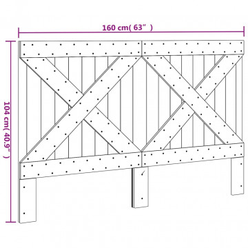 Tăblie de pat, 160x104 cm, lemn masiv de pin - Img 6