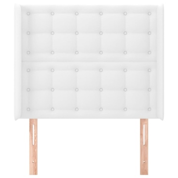Tăblie de pat cu aripioare, alb, 103x16x118/128 cm, piele eco - Img 3