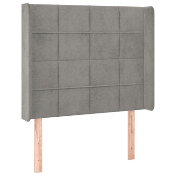 Tăblie de pat cu aripioare gri deschis 103x16x118/128cm catifea - Img 2