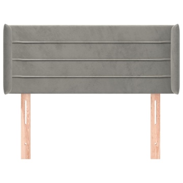 Tăblie de pat cu aripioare gri deschis 103x16x78/88 cm catifea - Img 3