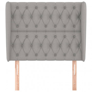 Tăblie de pat cu aripioare gri deschis 103x23x118/128 cm textil - Img 3