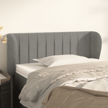 Tăblie de pat cu aripioare gri deschis 103x23x78/88 cm catifea - Img 1