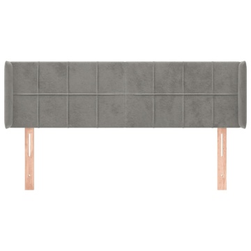 Tăblie de pat cu aripioare gri deschis 147x16x78/88 cm catifea - Img 3