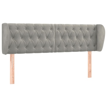 Tăblie de pat cu aripioare gri deschis 147x23x78/88 cm catifea - Img 2