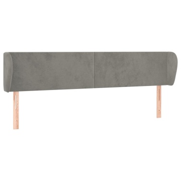 Tăblie de pat cu aripioare gri deschis 163x23x78/88 cm catifea - Img 2