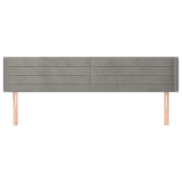 Tăblie de pat cu aripioare gri deschis 183x16x78/88 cm catifea - Img 3
