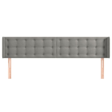 Tăblie de pat cu aripioare gri deschis 183x16x78/88 cm catifea - Img 3