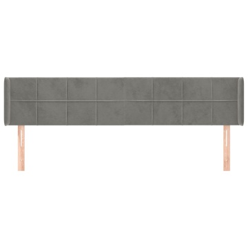 Tăblie de pat cu aripioare gri deschis 183x16x78/88 cm catifea - Img 3
