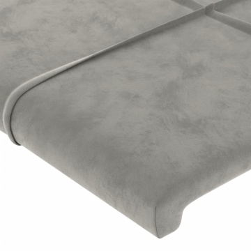 Tăblie de pat cu aripioare gri deschis 203x16x78/88 cm catifea - Img 8
