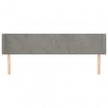 Tăblie de pat cu aripioare gri deschis 203x16x78/88 cm catifea - Img 3