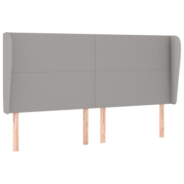Tăblie de pat cu aripioare gri deschis 203x23x118/128 cm textil - Img 2