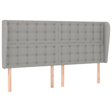 Tăblie de pat cu aripioare gri deschis 203x23x118/128 cm textil - Img 2