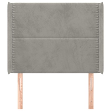 Tăblie de pat cu aripioare gri deschis 83x16x118/128 cm catifea - Img 3