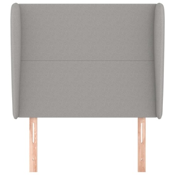 Tăblie de pat cu aripioare gri deschis 83x23x118/128 cm textil - Img 3