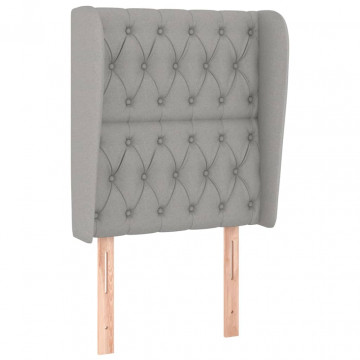 Tăblie de pat cu aripioare gri deschis 83x23x118/128 cm textil - Img 2