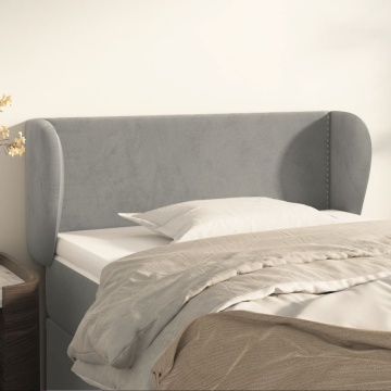 Tăblie de pat cu aripioare gri deschis 93x23x78/88 cm catifea - Img 1