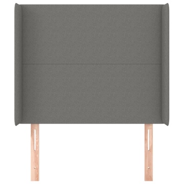 Tăblie de pat cu aripioare gri închis 103x16x118/128 cm textil - Img 3