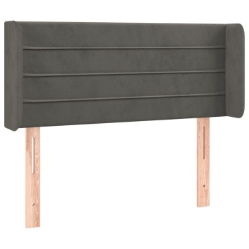 Tăblie de pat cu aripioare gri închis 103x16x78/88 cm catifea - Img 2