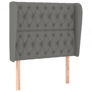 Tăblie de pat cu aripioare gri închis 103x23x118/128 cm textil - Img 2