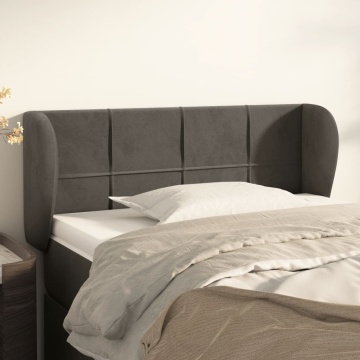 Tăblie de pat cu aripioare gri închis 103x23x78/88 cm catifea - Img 1
