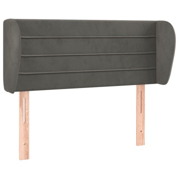 Tăblie de pat cu aripioare gri închis 103x23x78/88 cm catifea - Img 2