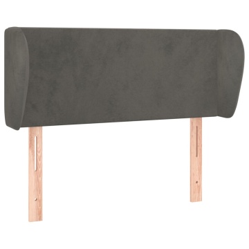 Tăblie de pat cu aripioare gri închis 103x23x78/88 cm catifea - Img 2