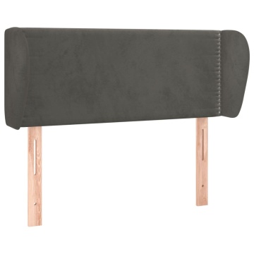 Tăblie de pat cu aripioare gri închis 103x23x78/88 cm catifea - Img 2