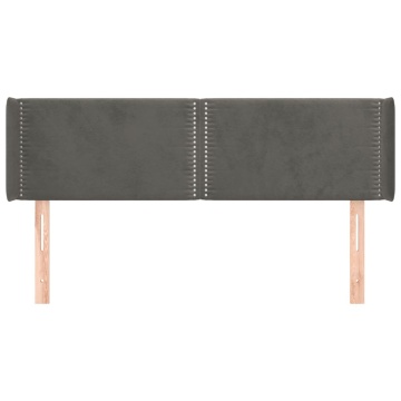 Tăblie de pat cu aripioare gri închis 147x16x78/88 cm catifea - Img 3