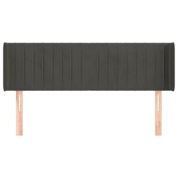 Tăblie de pat cu aripioare gri închis 147x16x78/88 cm catifea - Img 3