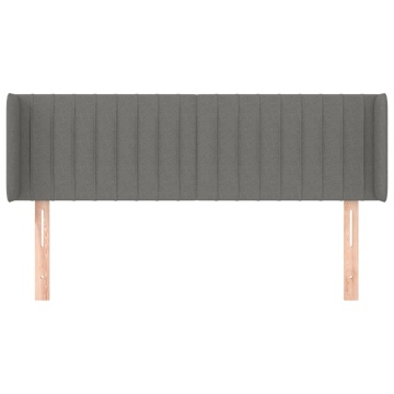 Tăblie de pat cu aripioare gri închis 147x16x78/88 cm textil - Img 3