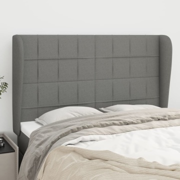 Tăblie de pat cu aripioare gri închis 147x23x118/128 cm textil - Img 1