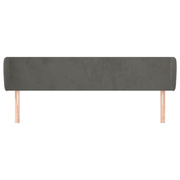 Tăblie de pat cu aripioare gri închis 163x23x78/88 cm catifea - Img 3
